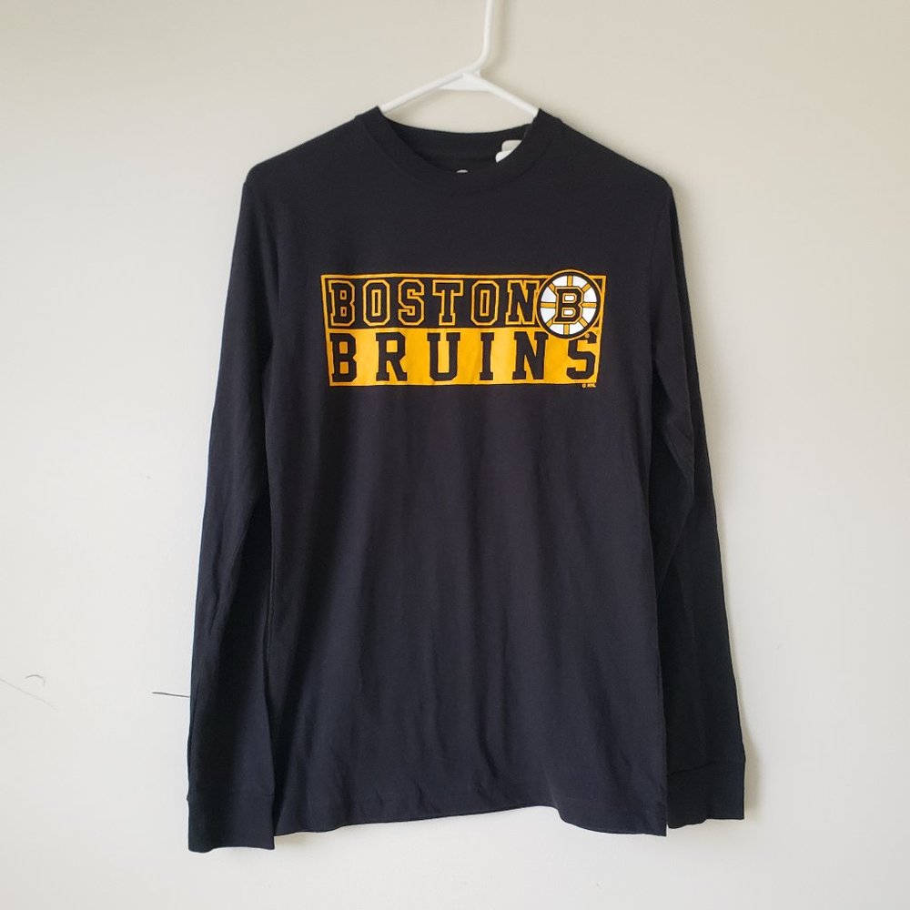 Boston Bruins Long Sleeve T-Shirt Tee Mens Small Black NHL Hockey NWT